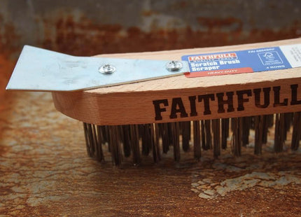 Faithfull Heavy-Duty Scratch Brush with Scraper - 4 Row Faithfull - RockBottom Northampton