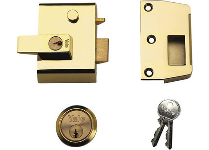 Yale Locks P2 Double Security Nightlatch 40mm Backset Brasslux Finish Visi Yale Locks - RockBottom Northampton