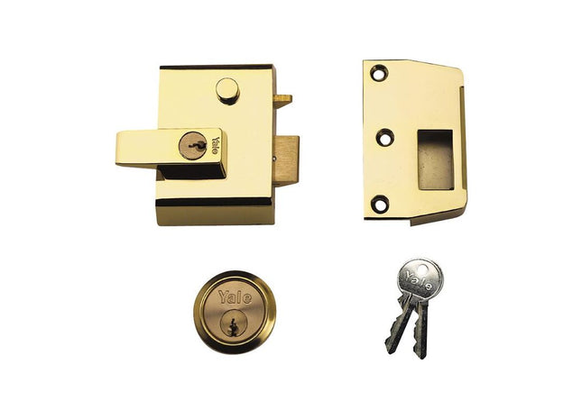 Yale Locks P2 Double Security Nightlatch 40mm Backset Brasslux Finish Visi Yale Locks - RockBottom Northampton