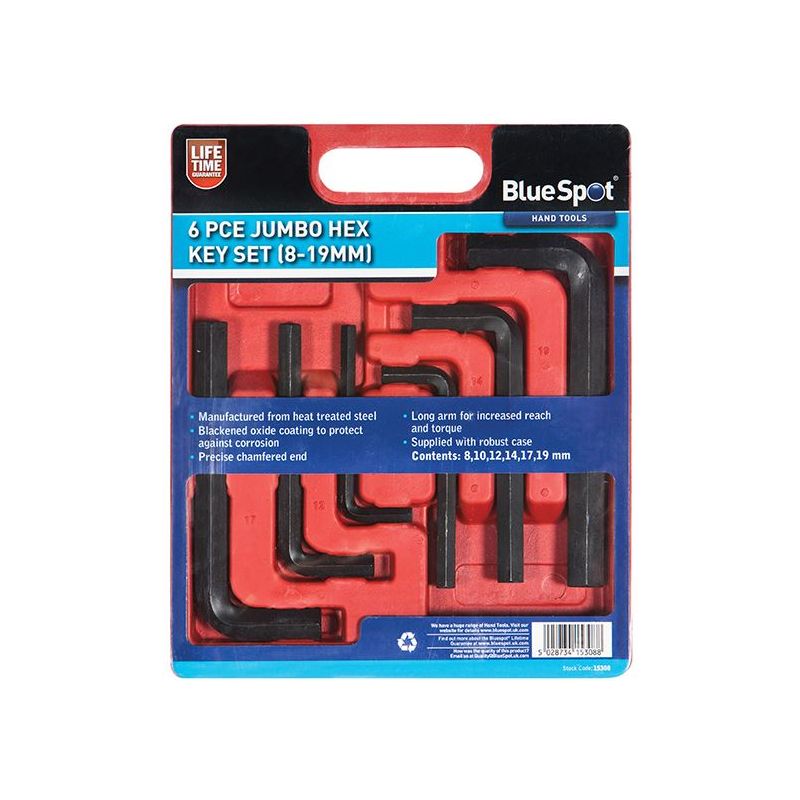 Bluespot Tools Jumbo Hex Key Set, 6 Piece BlueSpot Tools - RockBottom Northampton