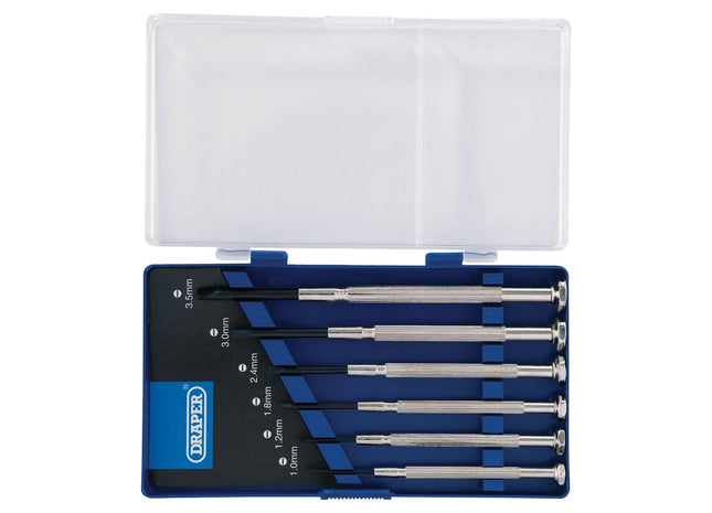 Draper Precision Screwdriver Set, 6 x Plain Slot (6 Piece) 80797 Draper - Town Tools 