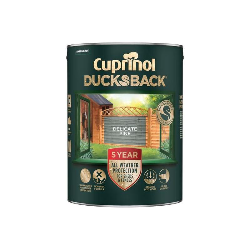 Cuprinol Ducksback 5 Year Waterproof for Sheds & Fences Delicate Pine 5 litre Cuprinol - RockBottom Northampton