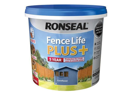 Ronseal Fence Life Plus+ Cornflower 5 litre Ronseal - RockBottom Nothampton