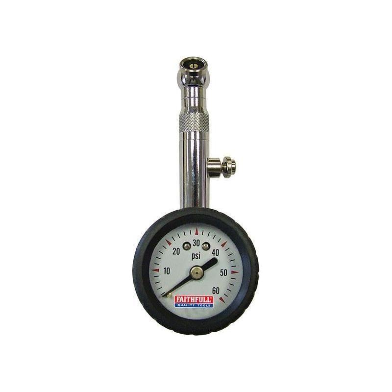 Faithfull Tyre Pressure Dial Gauge 60 psi Faithfull - RockBottom Northampton