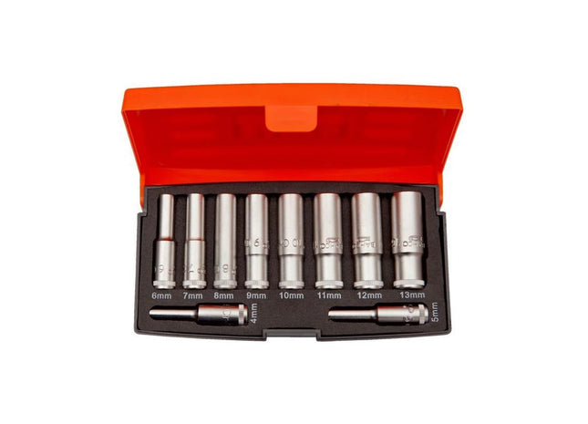 Bahco S0810L 1/4in Drive Deep Socket Set, 10 Piece Bahco - RockBottom Northampton
