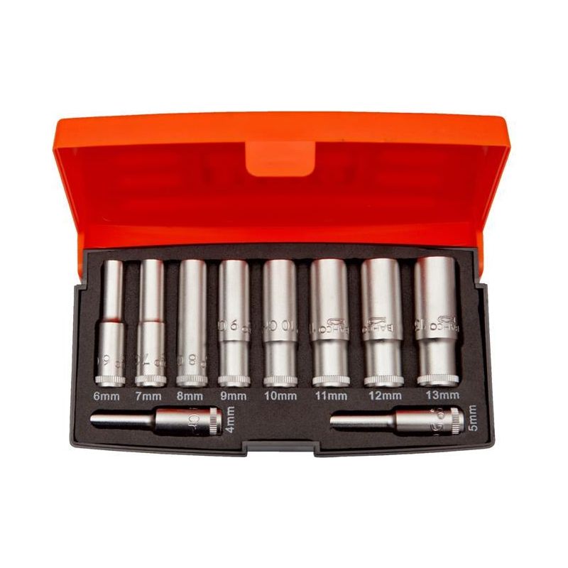 Bahco S0810L 1/4in Drive Deep Socket Set, 10 Piece Bahco - RockBottom Northampton