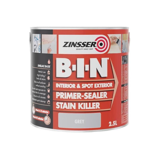 Zinsser B.I.N® Primer, Sealer & Stain Killer Paint Grey 2.5 litre Zinsser - RockBottom Northampton