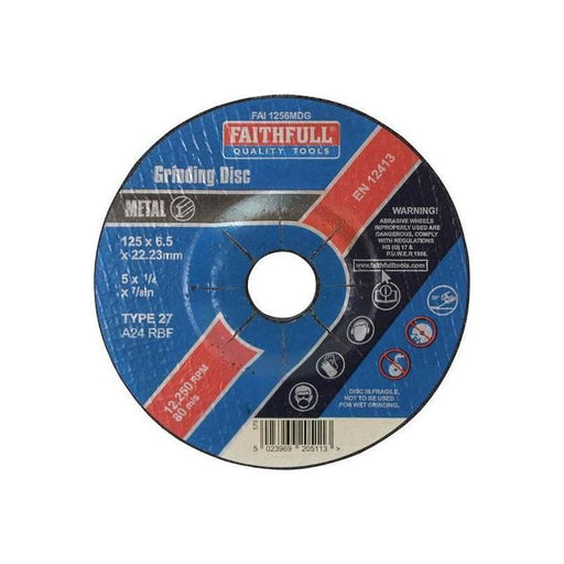 Faithfull Depressed Centre Metal Grinding Disc 125 x 6.5 x 22.23mm Faithfull - RockBottom Northampton