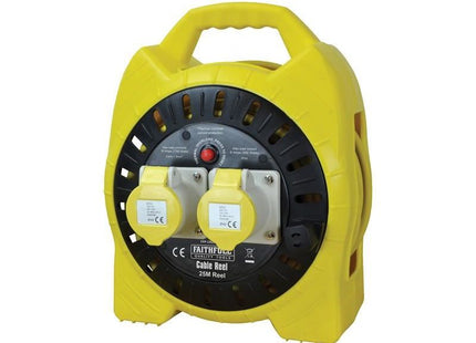 Faithfull Power Plus Semi-Enclosed Cable Reel 110V 16A 2-Socket 25m (1.5mm Cable) Faithfull Power Plus - RockBottom Northampton