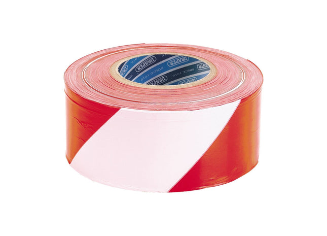 Draper Barrier Tape Roll, 75mm x 500m, Red and White 66041 Draper - Town Tools 