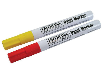 Faithfull Paint Marker Pen Yellow & Red (Pack 2) Faithfull - RockBottom Northampton