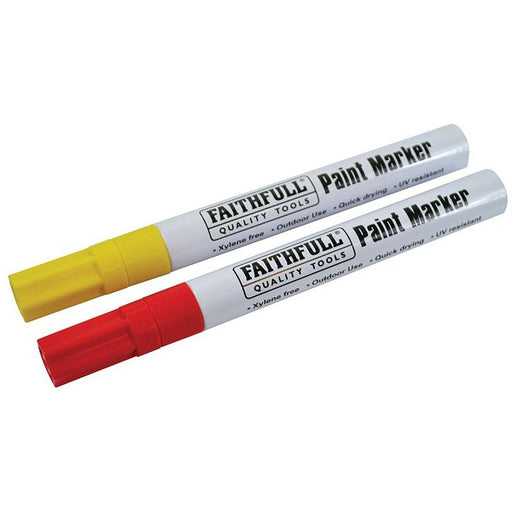 Faithfull Paint Marker Pen Yellow & Red (Pack 2) Faithfull - RockBottom Northampton