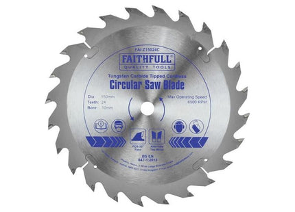Faithfull TCT Cordless Trimsaw Blade 150 x 10mm x 24T POS Faithfull - RockBottom Northampton