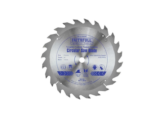 Faithfull TCT Cordless Trimsaw Blade 150 x 10mm x 24T POS Faithfull - RockBottom Northampton
