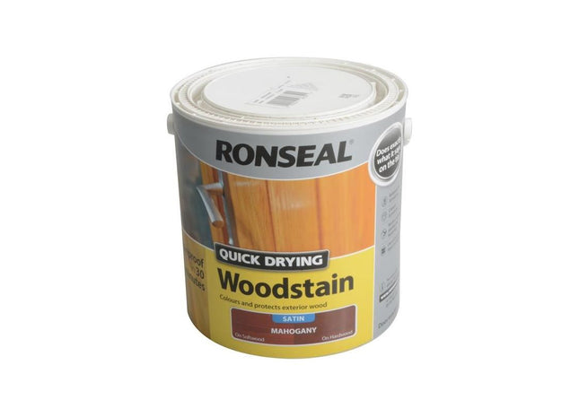 Ronseal Quick Drying Woodstain Satin Mahogany 2.5 litre Ronseal - RockBottom Nothampton