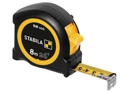 Stabila BM 100 Compact Pocket Tape 8m/26ft (Width 25mm) Stabila - RockBottom Nothampton