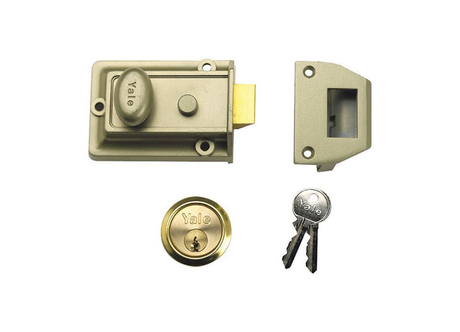 Yale Locks P77 Traditional Nightlatch 60mm Backset Nickel Brass Finish Box Yale Locks - RockBottom Northampton