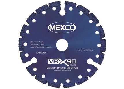 MEXCO VBX90 Grade Universal Diamond Blade 75 x 10mm MEXCO - RockBottom Northampton