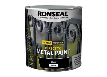 Ronseal Direct to Metal Paint Black Satin 2.5 litre Ronseal - RockBottom Nothampton