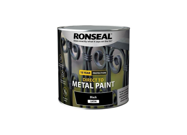 Ronseal Direct to Metal Paint Black Satin 2.5 litre Ronseal - RockBottom Nothampton