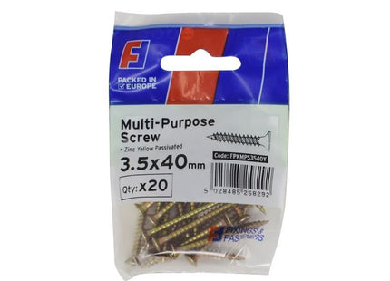 ForgeFix Multi-Purpose Pozi Screw CSK ST ZYP 3.5 x 40mm ForgePack 20 ForgeFix - RockBottom Northampton