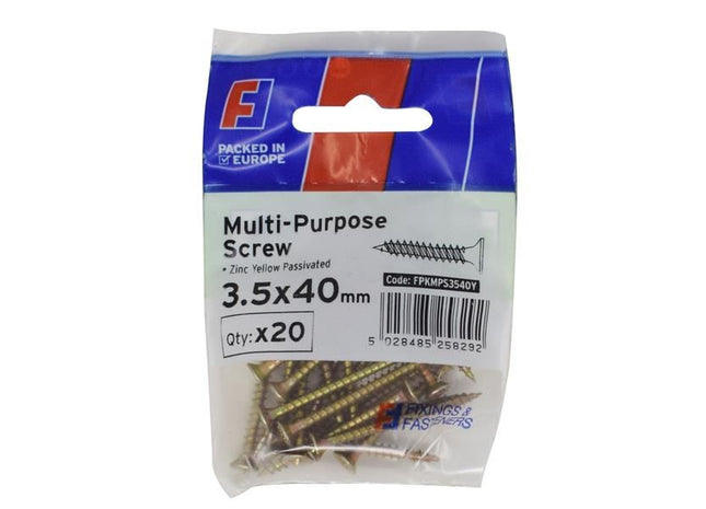 ForgeFix Multi-Purpose Pozi Screw CSK ST ZYP 3.5 x 40mm ForgePack 20 ForgeFix - RockBottom Northampton