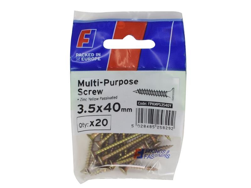 ForgeFix Multi-Purpose Pozi Screw CSK ST ZYP 3.5 x 40mm ForgePack 20 ForgeFix - RockBottom Northampton