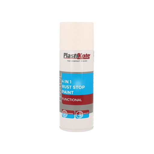 Plastikote Trade 4-in-1 Rust Stop Spray Paint White 400ml PlastiKote - RockBottom Nothampton