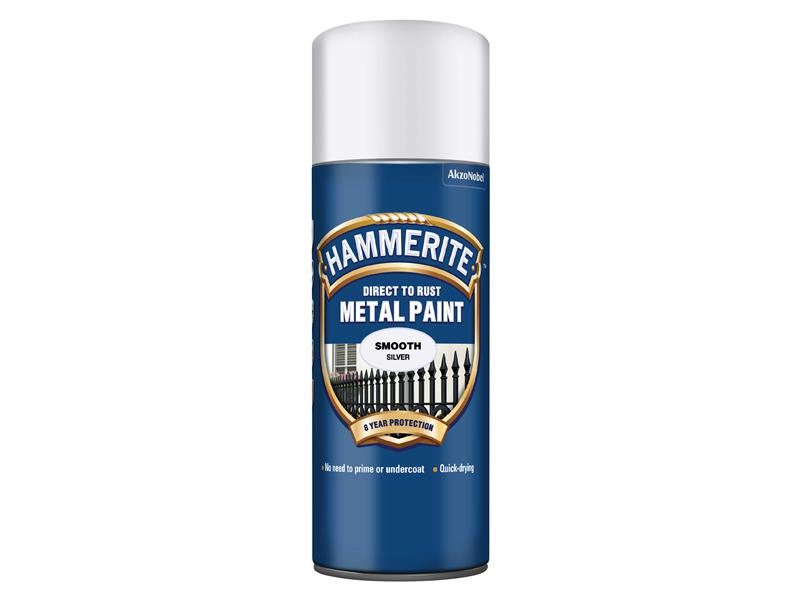 Hammerite Direct to Rust Smooth Finish Aerosol Silver 400ml Hammerite - RockBottom Northampton