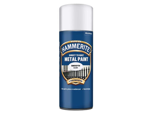Hammerite Direct to Rust Smooth Finish Aerosol Silver 400ml Hammerite - RockBottom Northampton