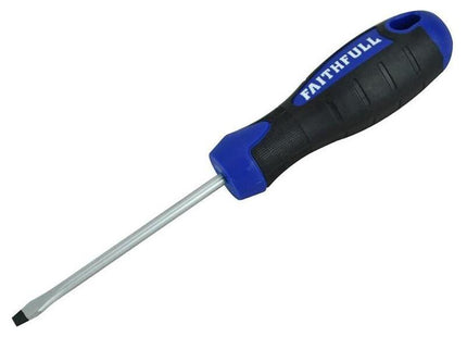 Faithfull Soft Grip Screwdriver Flared Slotted Tip 4.0 x 75mm Faithfull - RockBottom Northampton
