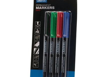 Draper Marker Pens, Multicoloured (Pack of 4) 20943 Draper - Town Tools 