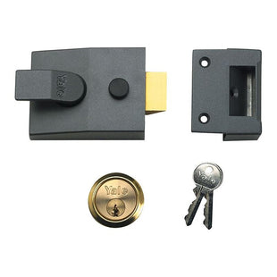 Yale Locks 89 Deadlock Nightlatch 60mm Backset DMG Finish Satin Chrome Cylinder Box Yale Locks - RockBottom Northampton