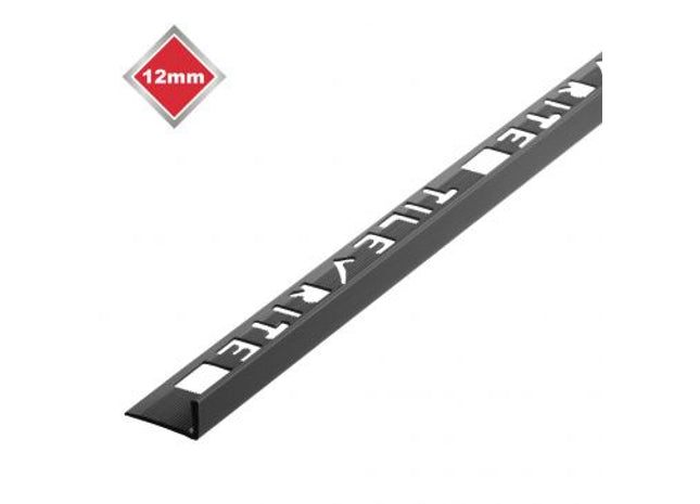 Tilerite 12mm Black L Shaped PVC Tile Trim