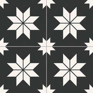 Porcelain Star Tile Black 33 x 33cm