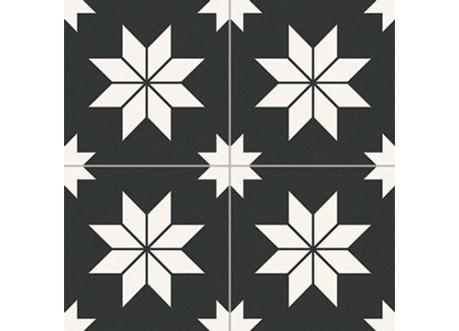 Porcelain Star Tile Black 33 x 33cm