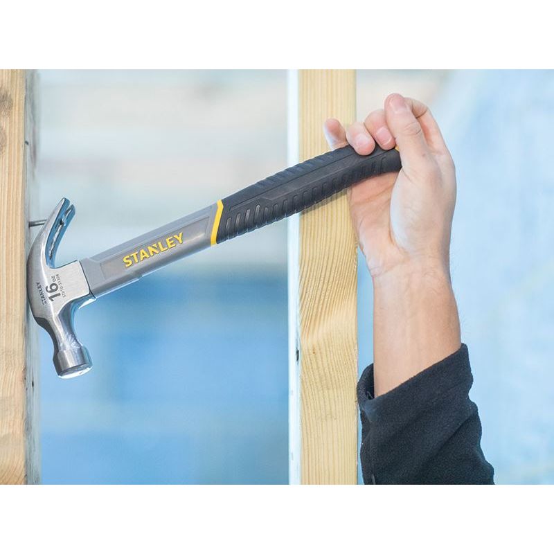 Stanley® Hand Tools Curved Claw Hammer Fibreglass Shaft 450g (16oz) STANLEY® Hand Tools - RockBottom Nothampton