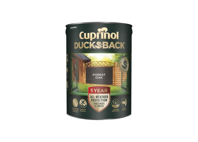 Cuprinol Ducksback 5 Year Waterproof for Sheds & Fences Forest Oak 5 litre Cuprinol - RockBottom Northampton