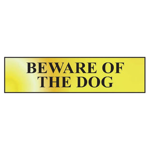 Scan Beware Of The Dog - Polished Brass Effect 200 x 50mm Scan - RockBottom Nothampton