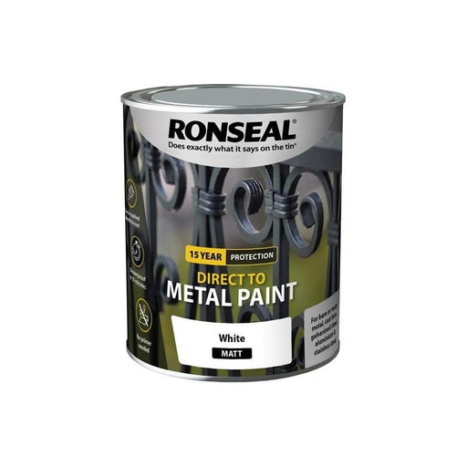 Ronseal Direct to Metal Paint White Matt 750ml Ronseal - RockBottom Nothampton