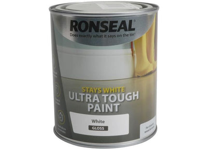 Ronseal Stays White Ultra Tough Paint Gloss White 750ml Ronseal - RockBottom Nothampton