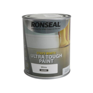 Ronseal Stays White Ultra Tough Paint Gloss White 750ml Ronseal - RockBottom Nothampton
