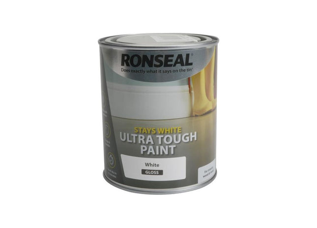 Ronseal Stays White Ultra Tough Paint Gloss White 750ml Ronseal - RockBottom Nothampton