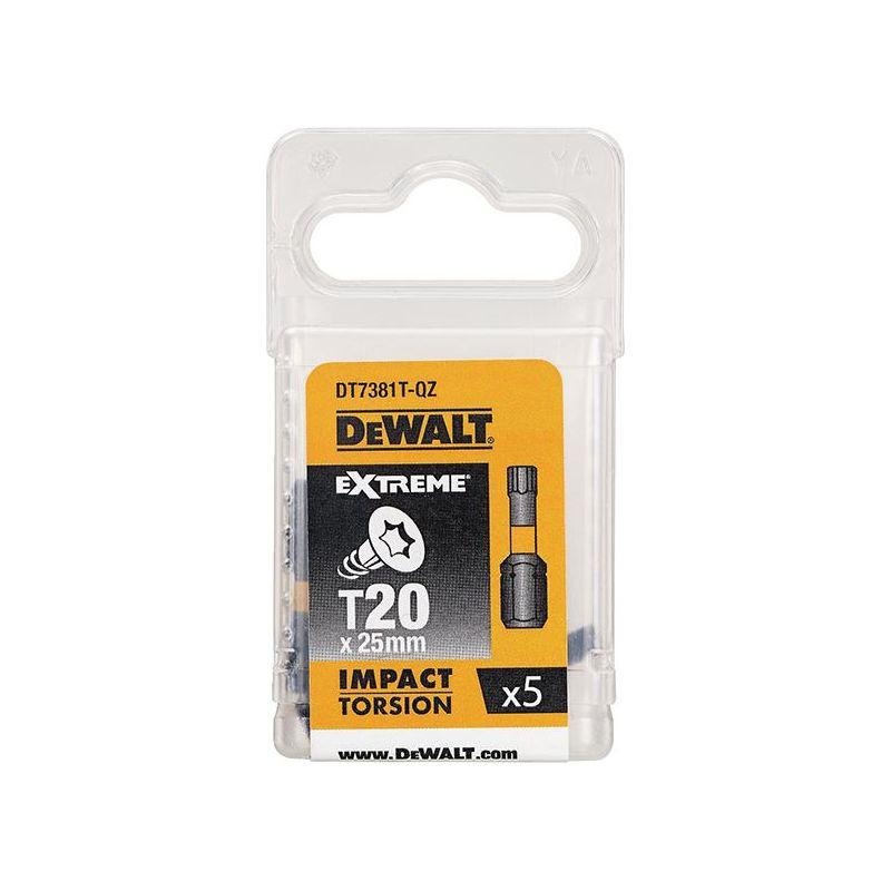 Dewalt Power Tools Impact Torsion Bits TX20 x 25mm (Pack 5) DeWALT Power Tools - RockBottom Northampton