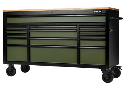 Draper Bunker 15 Drawer Workbench Roller Tool Cabinet, 61", Green Draper - Town Tools