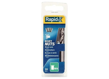Rapid Steel Rivet Nuts M4 (Pack 20 + Free Drill Bit) Rapid - RockBottom Nothampton