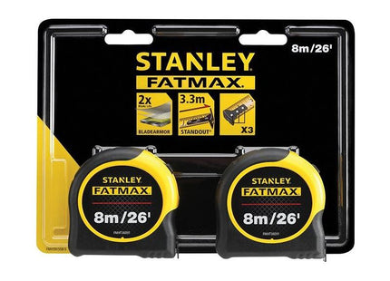 Stanley® Hand Tools FatMax® Classic Tape Twin Pack 8m/26ft (Width 32mm) STANLEY® Hand Tools - RockBottom Nothampton