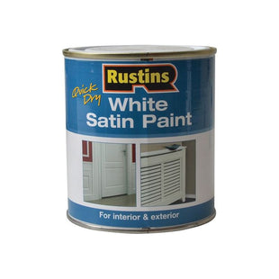 Rustins Quick Dry White Satin Paint 500ml Rustins - RockBottom Nothampton