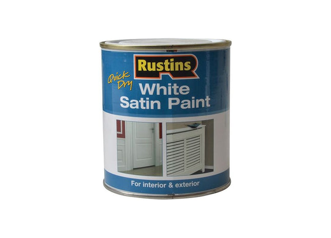 Rustins Quick Dry White Satin Paint 500ml Rustins - RockBottom Nothampton