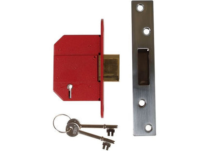 Union StrongBOLT 2100S BS 5 Lever Mortice Deadlock 68mm 2.5in Satin Chrome Visi UNION - RockBottom Northampton